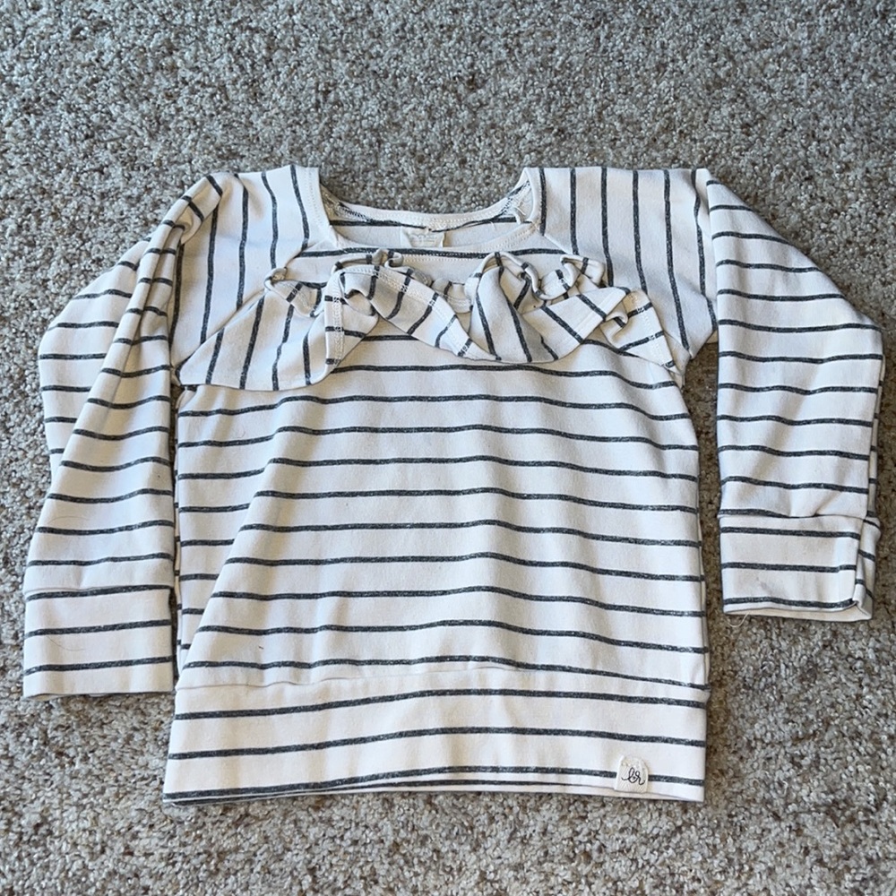Lulu & Roo Stripe Ruffle Front Top
